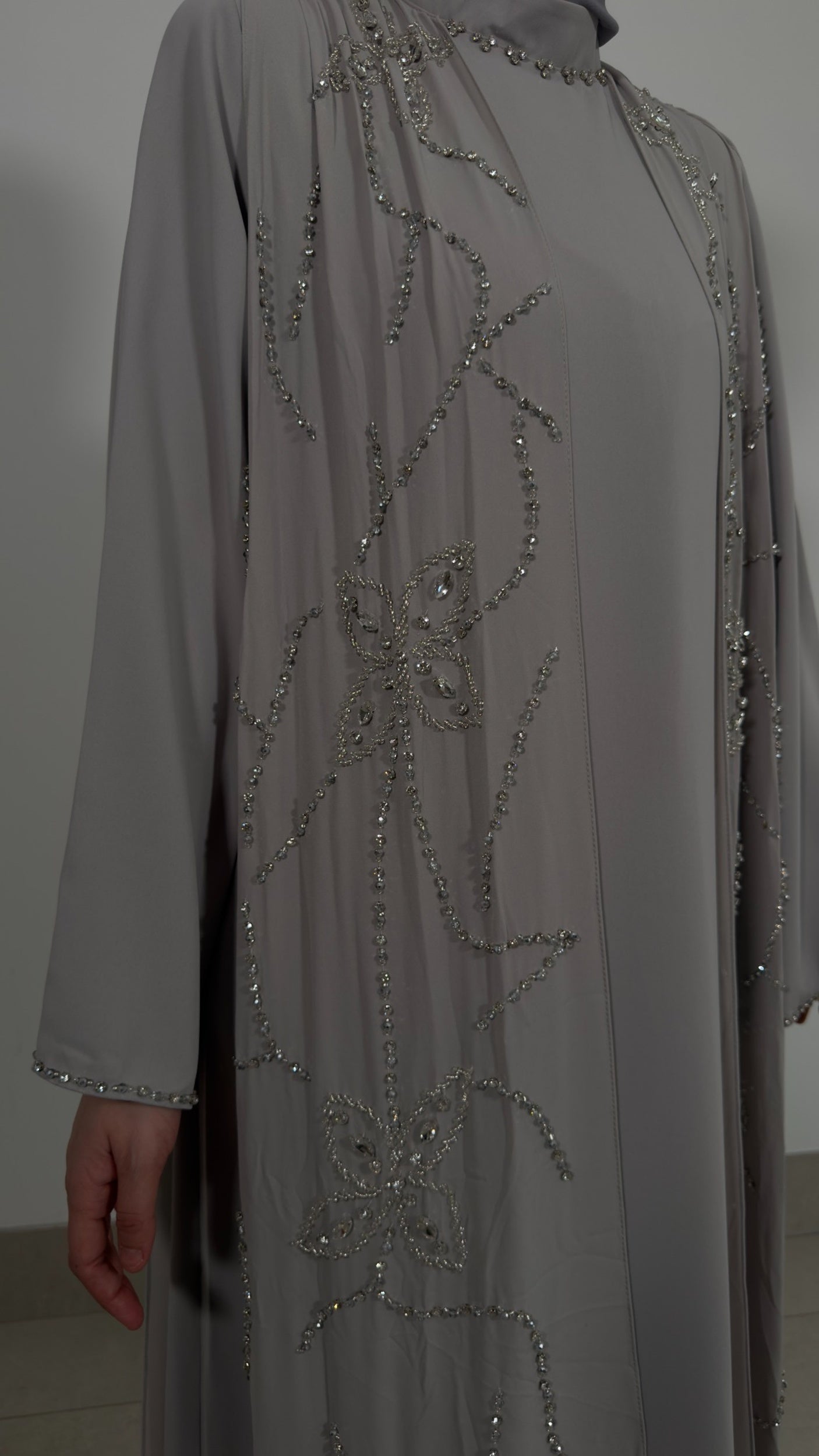 Soft grey embellished dress
