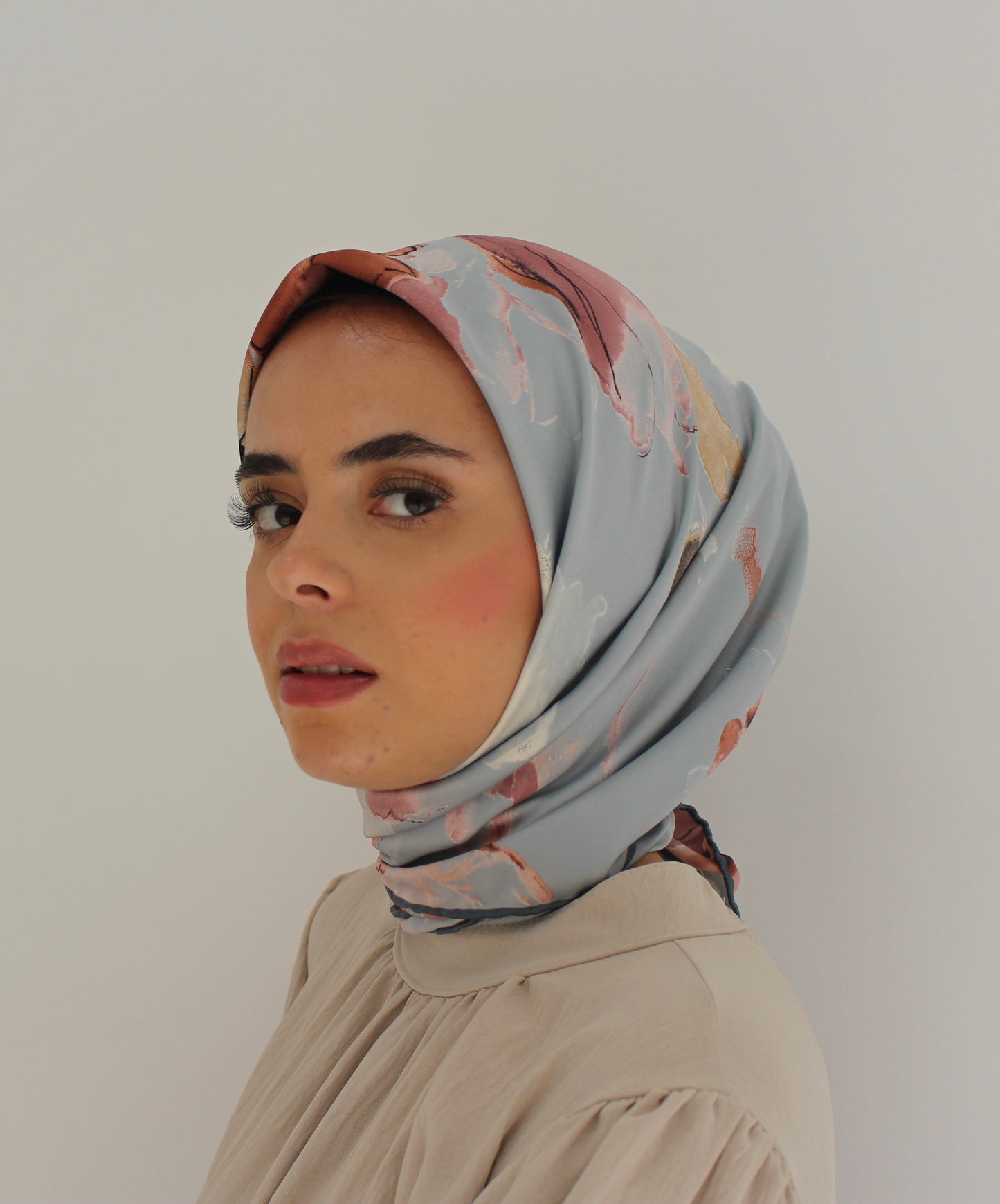 Patterned Sqaure Hijab | Sky Blue