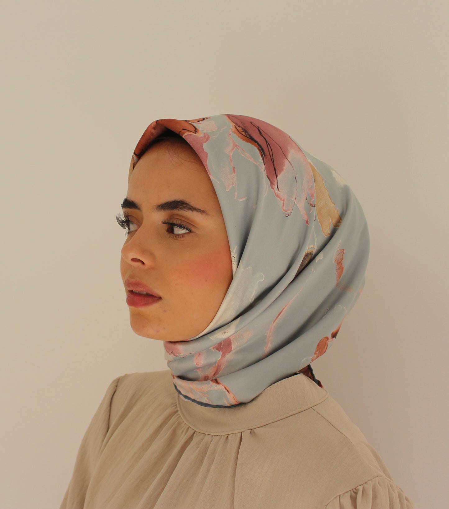 Patterned Sqaure Hijab | Sky Blue