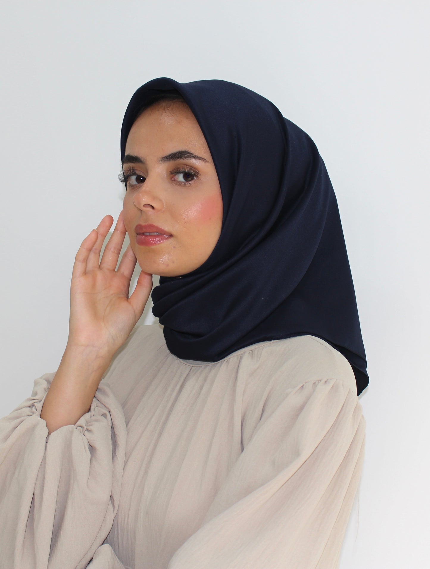 Soft Touch Plain Sqaure Hijabs | Navy Blue