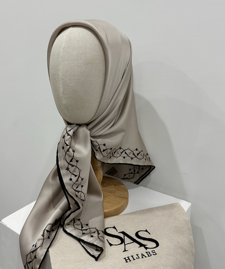 Silk Sqaure | Mocha with Brown Borders