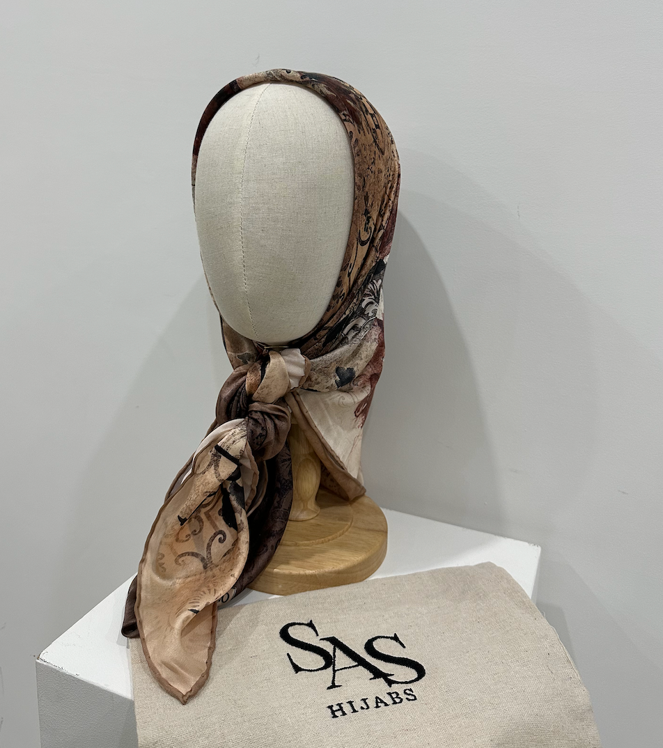 Silk Sqaure - Floral Burnt Orange