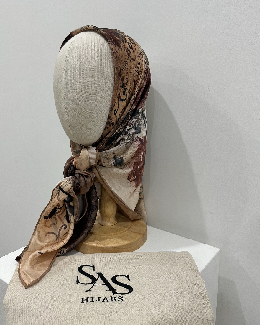 Silk Sqaure - Floral Burnt Orange