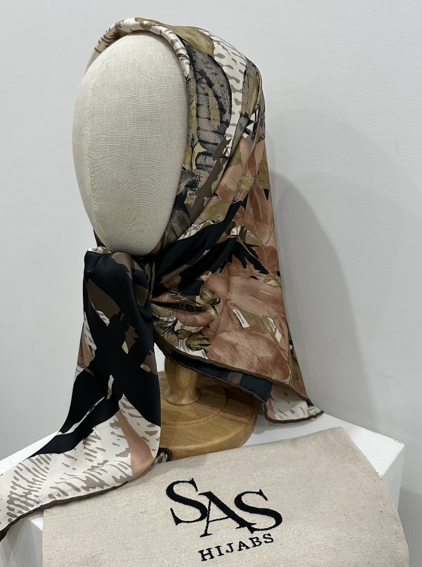 Silk Sqaure | Floral Brown