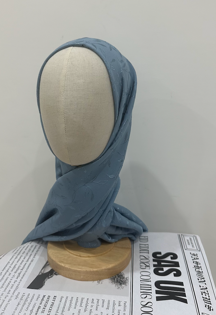 Long Paisley Scarves| Muted Blue Scarf