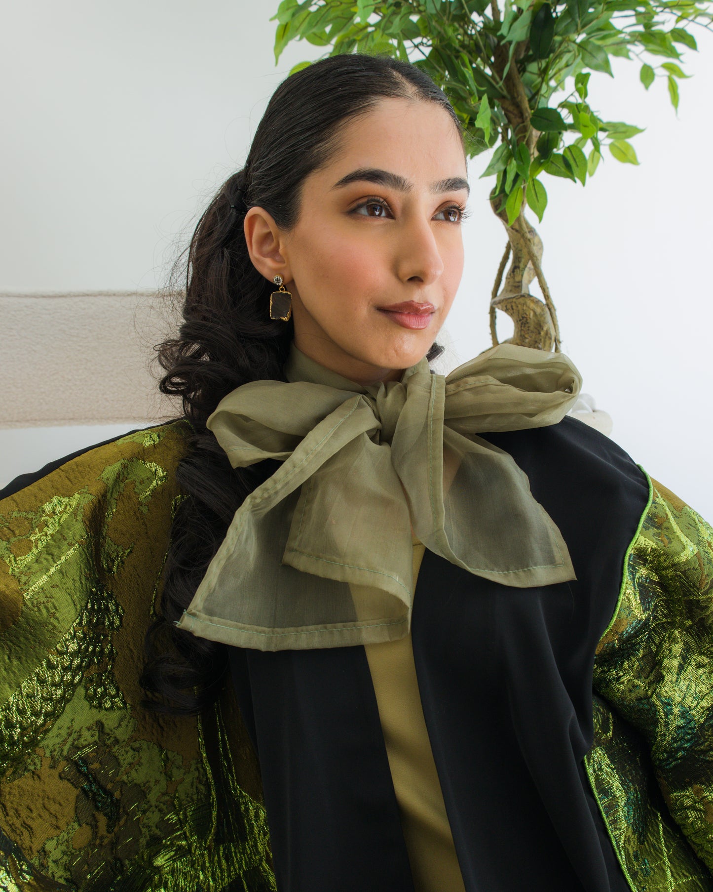 Sage Green Organza Neck Bow