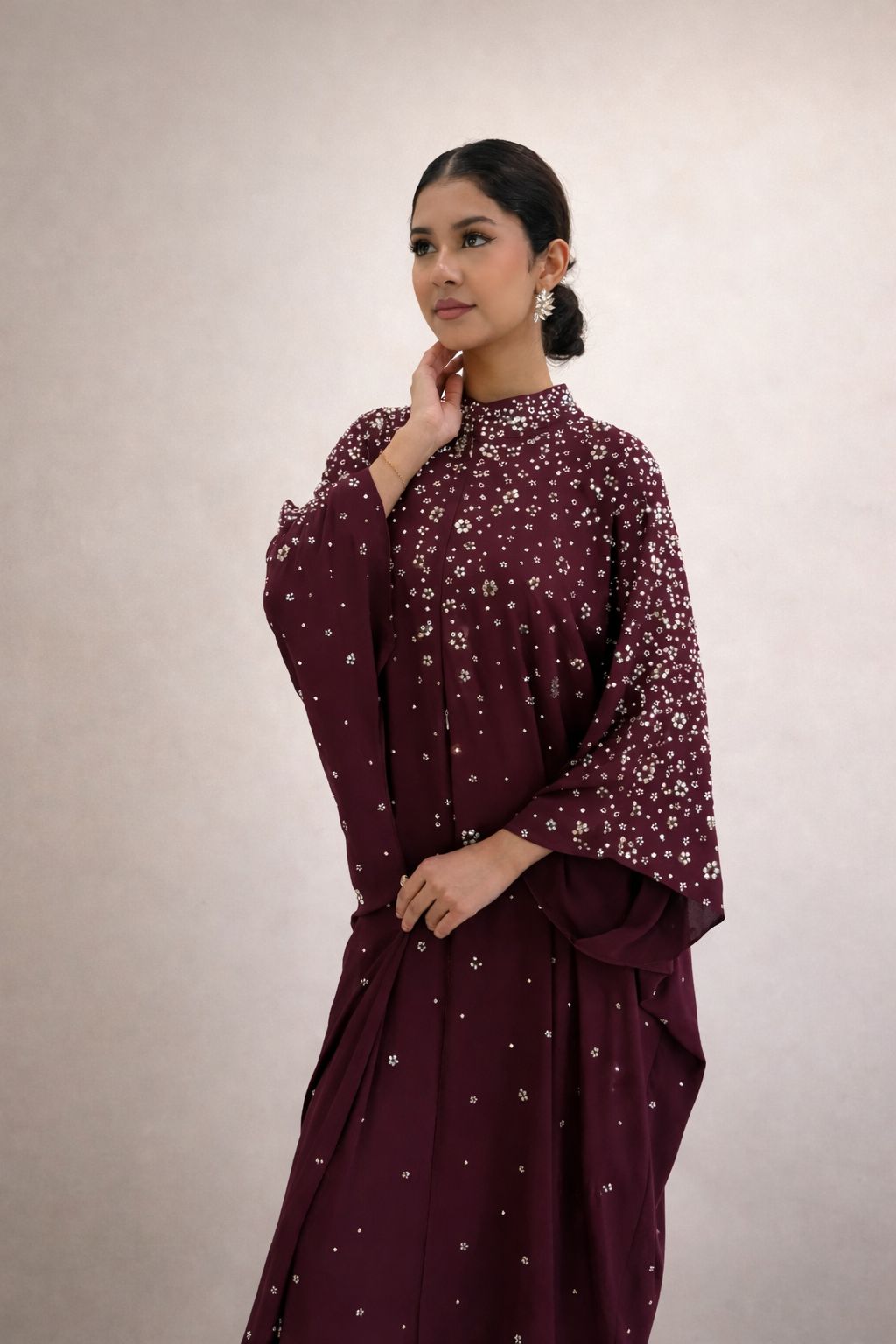 Embellished plum dress