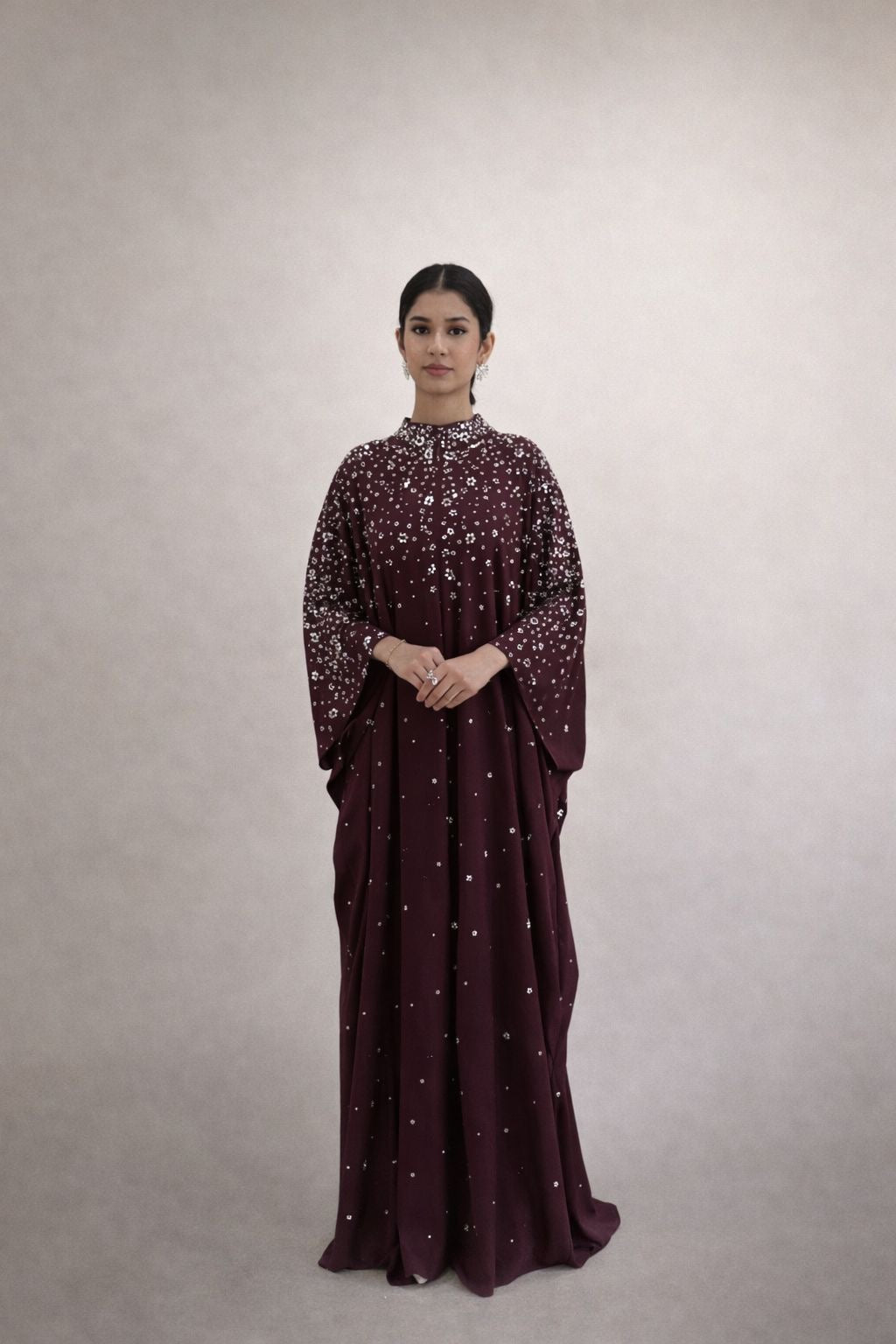 Embellished plum dress