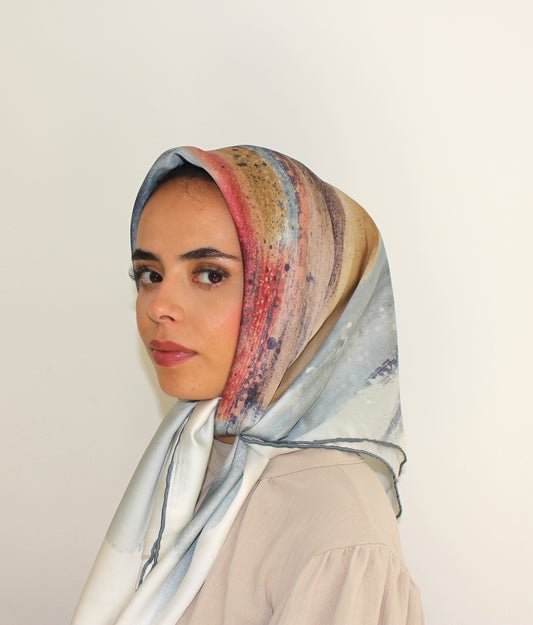 Patterned Sqaure Hijab | Ocean