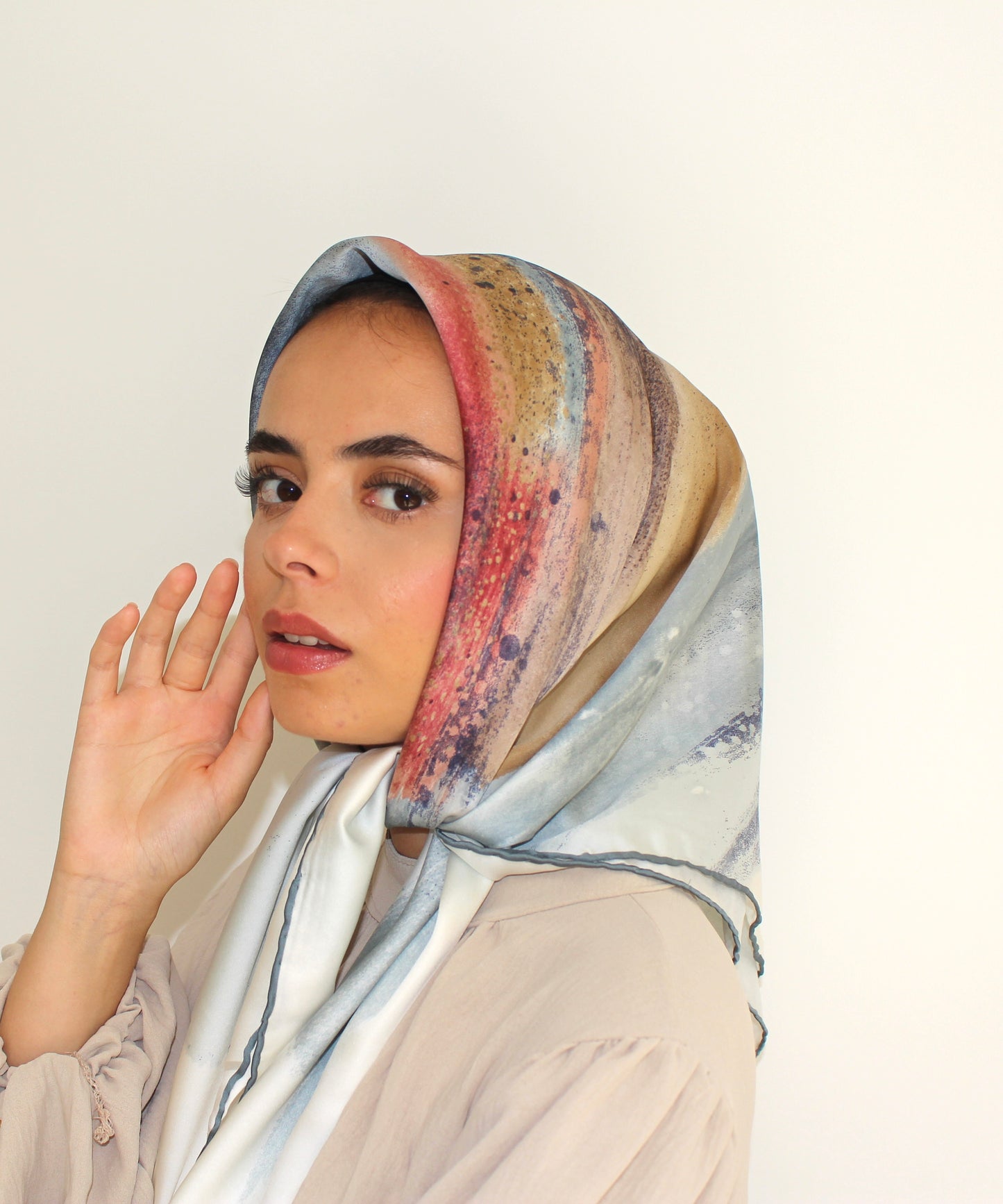 Patterned Sqaure Hijab | Ocean