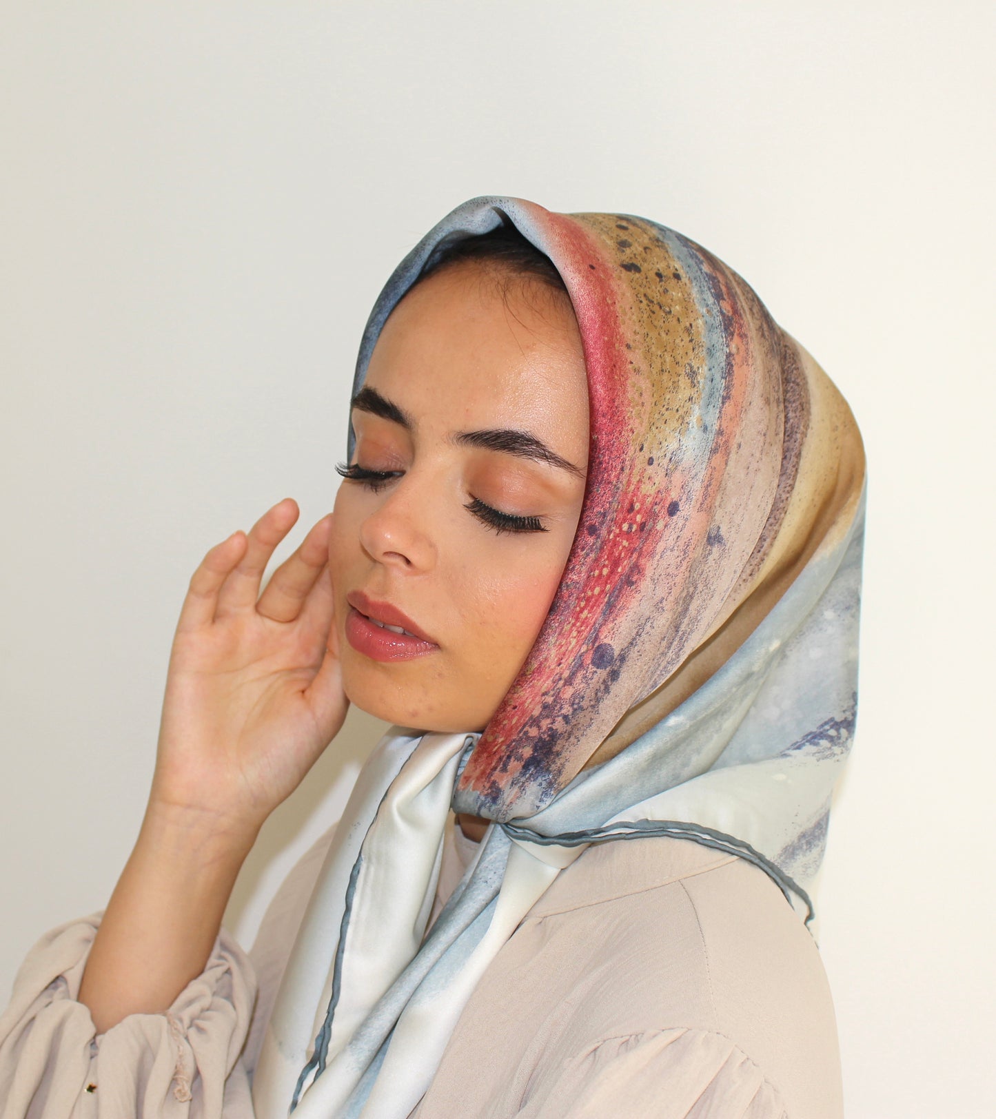 Patterned Sqaure Hijab | Ocean