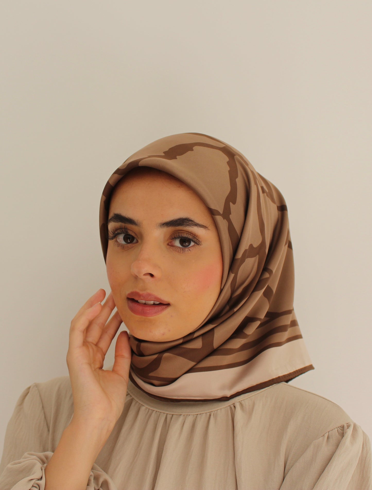 Patterned Sqaure Hijab | Chestnut