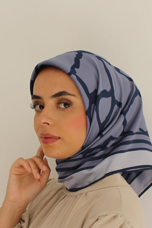 Patterned Sqaure Hijab | Cerulean