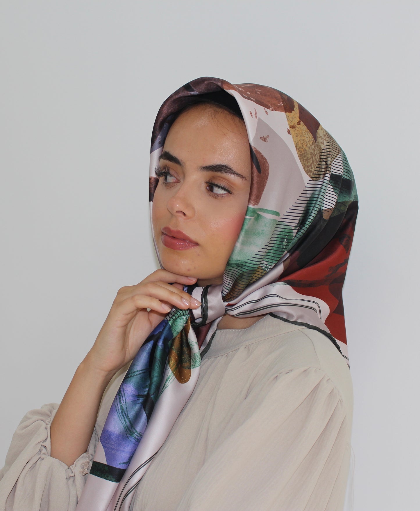 Patterned Sqaure Hijab | Multi